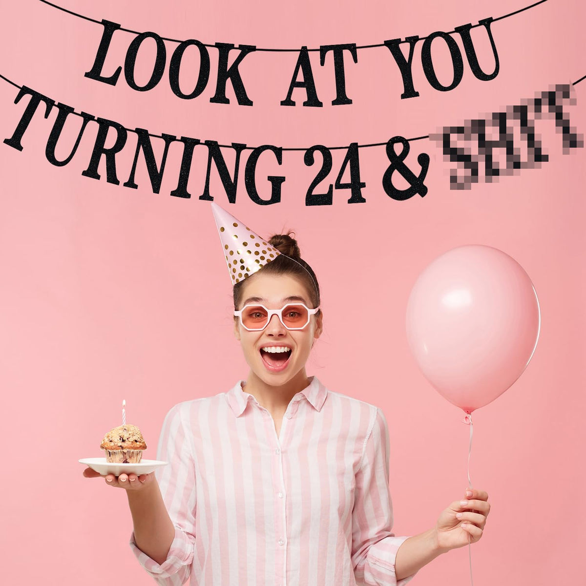 Black Glitter Look at You Turning 25 & Sh*t Banner - 24 - image 4