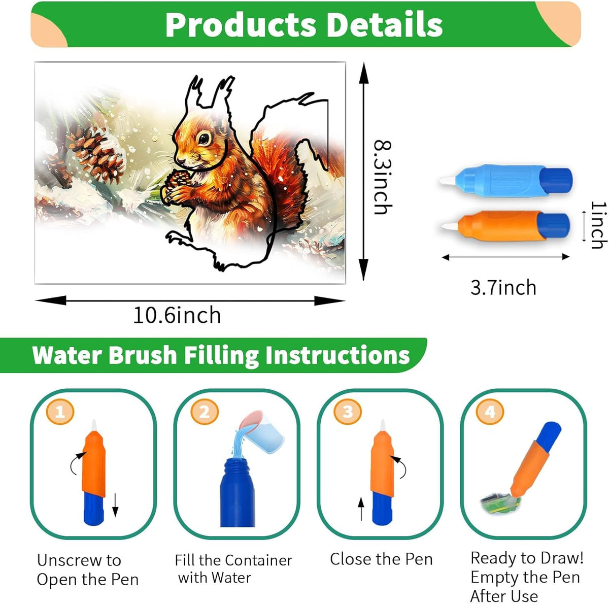 25 Pack Dementia Products for Elderly Reusable Water Doodle Coloring - Water Painting Kit / 25pack-A - image 4
