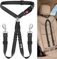 Lukovee Double Dog Car Seat Belt, No Tangle Headrest Restraint – Essentials for Dogs - Black / 1 Pack