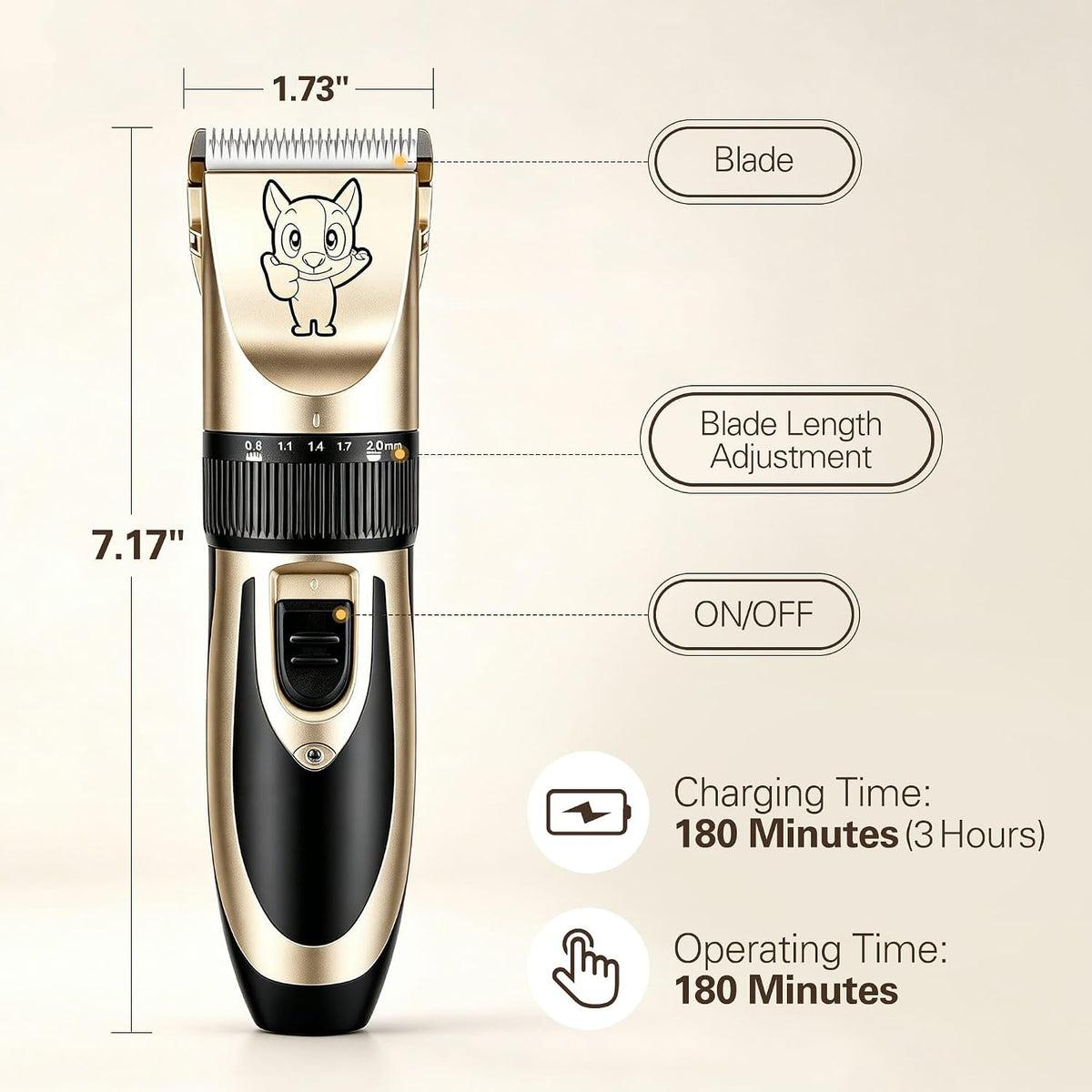 Highdas Dog Clippers for Grooming Low Noise - Red - image 4