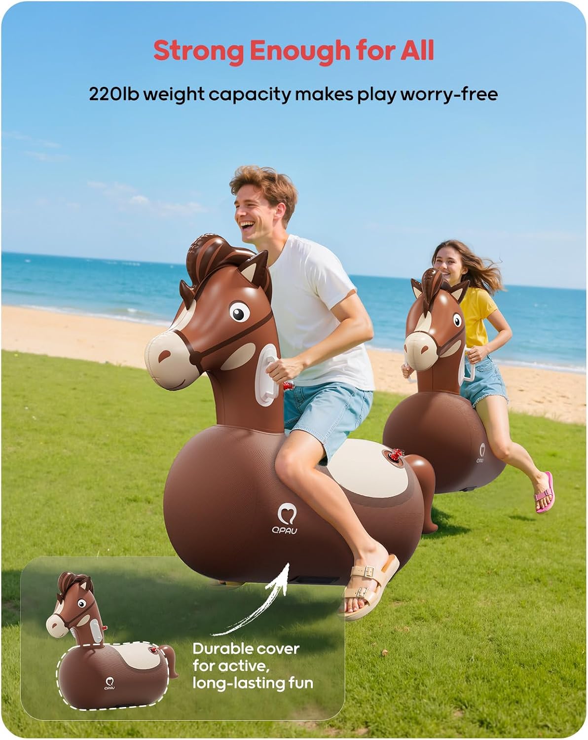 QPAU Inflatable Dinosaur Bouncy Hopper Toy - Horse / 2 Pack - image 4