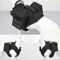 Tactical Dog Backpack Harness for Large Breed Original Design Metal - L / Black (with 2 pouches) - image 4
