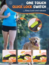 Retractable Dog Leash with LED Flashlight - Black-Green - image 4