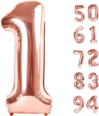Navy Blue 1 Balloon, Number Balloon 40 Inch - Rosegold / Number 1