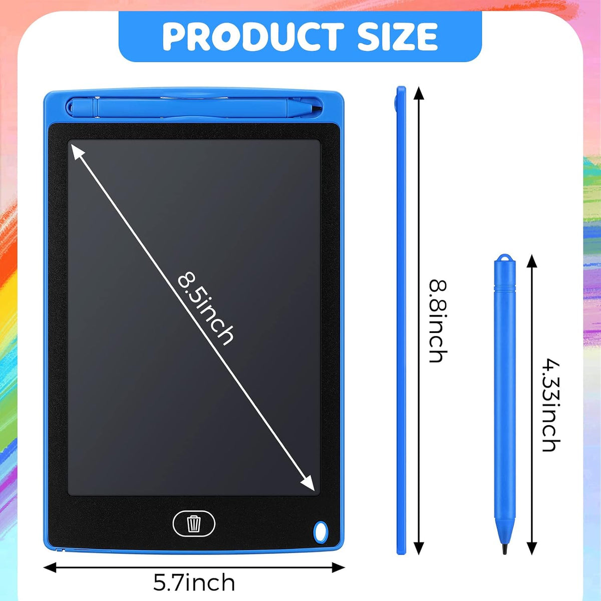 Zhehao LCD writing tablets for kids, 32 colorful 8.5 inch erasable doodle boards - view 8