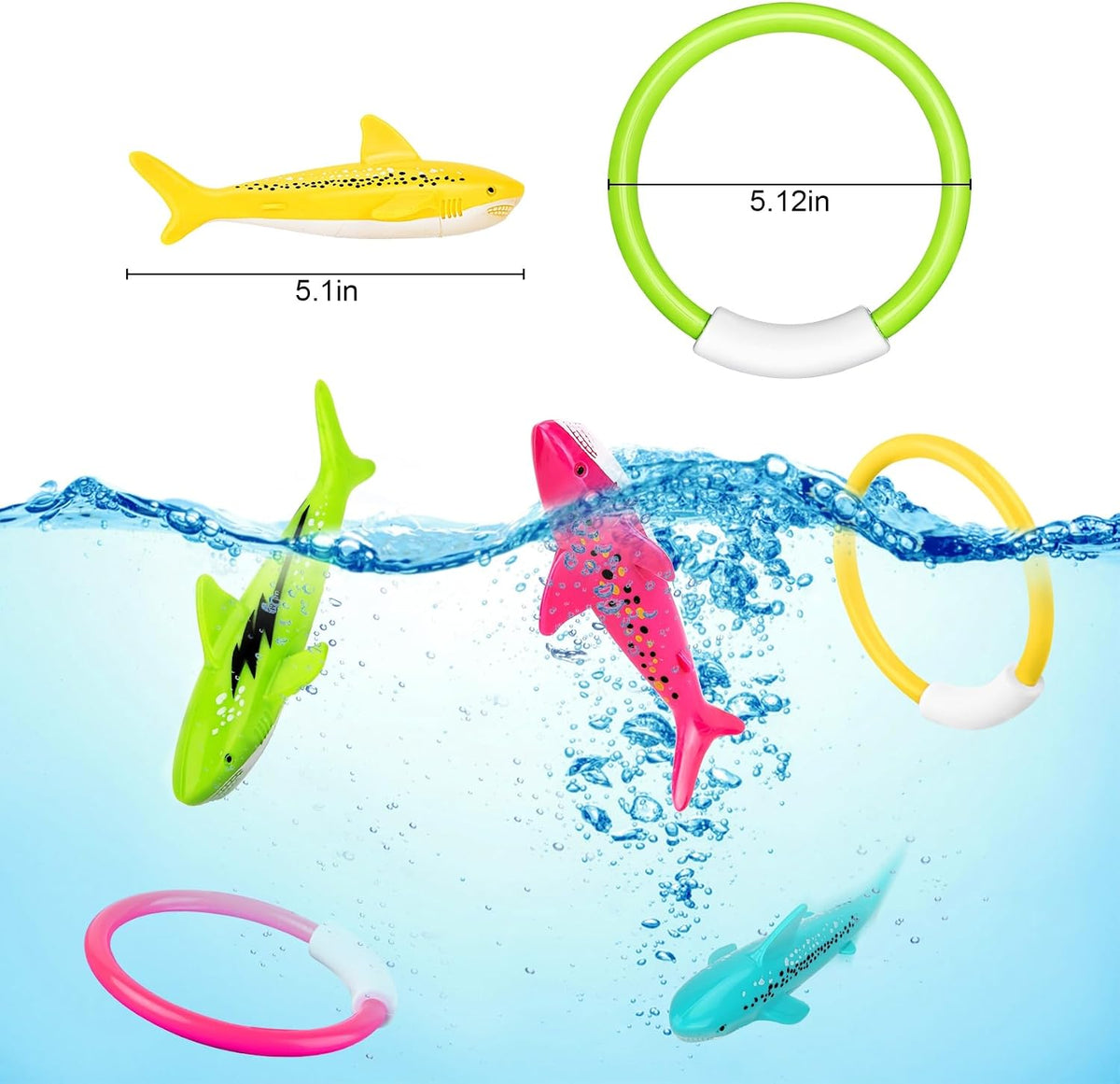 Korlon Tec Pool Toys for Kids Ages 4-8-12 - rings and sharks - image 4