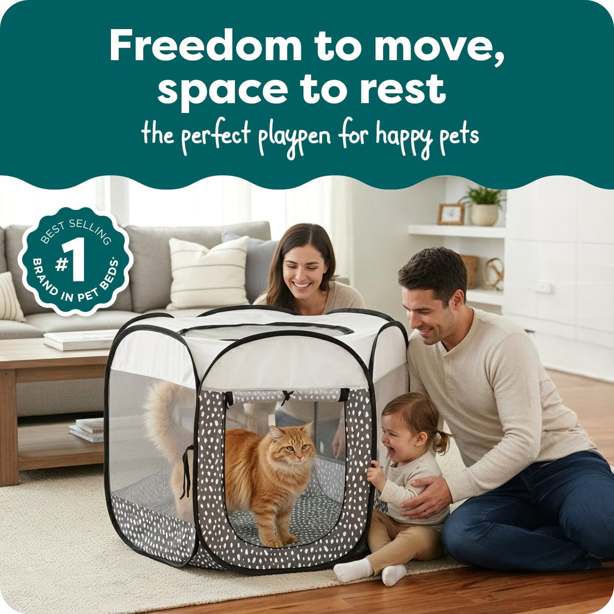 FurHaven Soft-Sided Dog & Cat Playpen - Gray Pebbles / Medium - image 2