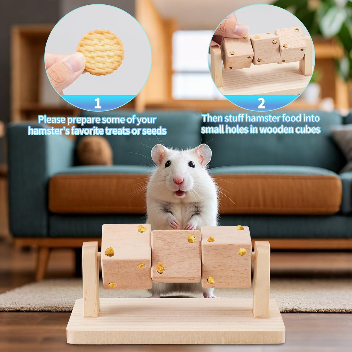 AOWPFVV Wooden Hamster Toys, Safe Rabbit Toys for Guinea Pigs - image 2