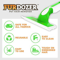 FurDozer X6 Pet Hair Remover & Auto Detailing Tool - Cat & Dog Hair Remover for Carpets, Car Interiors, Couches, Bedding, & Pet Furniture - Reusable Pet Hair Removal Tool for Fur & Lint (2-Pack)