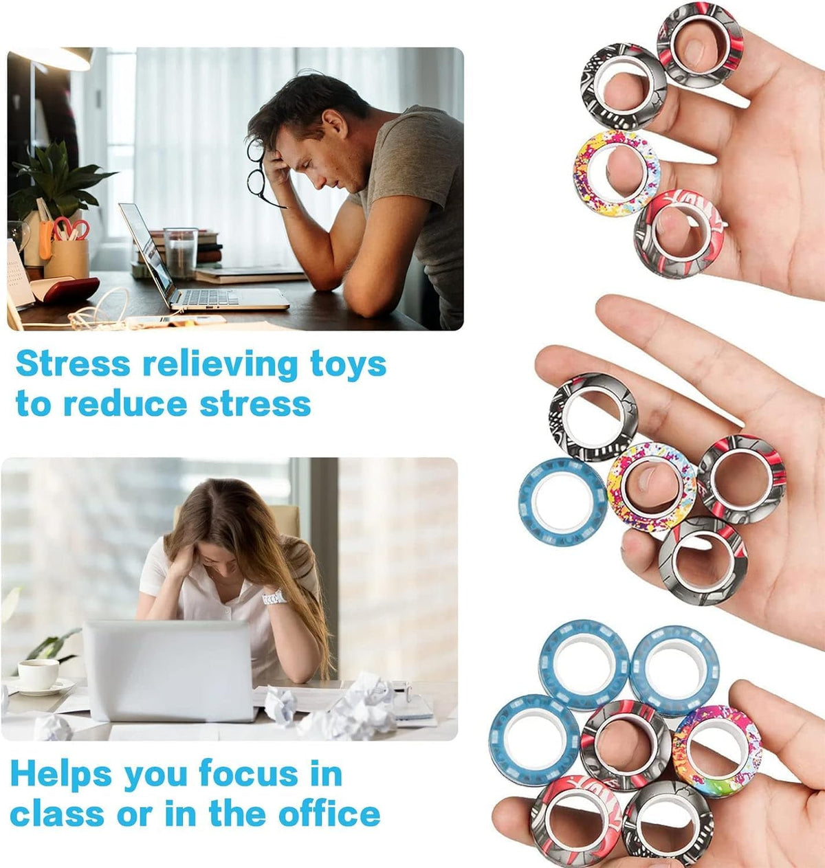 24Pcs Magnetic Rings Fidget Toys Spinner Set Halloween Decor Party - 12 Pcs - image 3