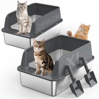 2PACK Stainless Steel Litter Box - Dark Grey / XL