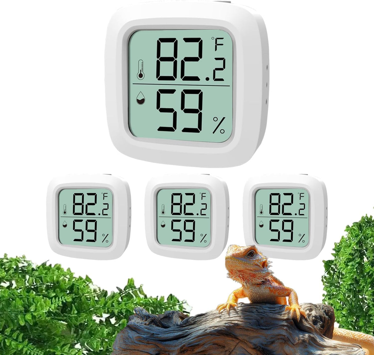Reptile Thermometer and Hygrometer - KD30M-White / 4Pack