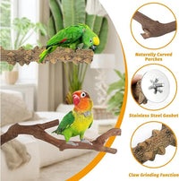 kathson 5pcs Natural Parrot Perch for Cage Wooden Bird Perches Grape Bird Stick Parakeet Climbing Standing Branches Toy Chewable Cage Accessories for Small Budgies Cockatiels Lovebirds Budgies