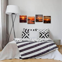Yxbhhym-Black and Red Ocean Wall Art Beach Pictures Sea Sunset Wall Art Sunrise canvas prints photos Seascape poster painting Framed wall decor Bedroom Living Room Decor Bathroom Accessories