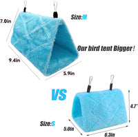 2Pcs Bird Tent Plush Hammock Hanging Warm Hut Nest for Cage - Blue(M)2Pcs - image 2