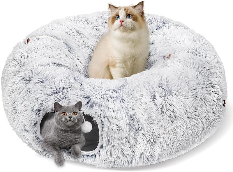 Cat Tunnel Bed for Indoor Cats - Grey