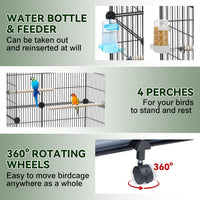 Upgraded Encrypted Metal 46-Inch Bird Cage for Parrot Parakeets – Essentials for Birds - 24"L x 12"W x 46"H - image 4