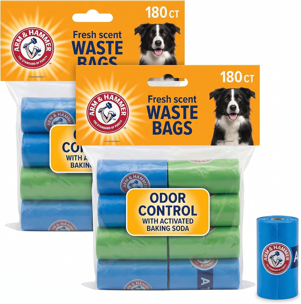 Arm and Hammer Easy Tear Dog and Cat Waste Bags - Assorted / 180 Count (Pack of 2)