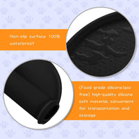 100% Waterproof 0.5" Raised Edge BPA Free Silicone Dog Food Mat - 19x12x0.5 Inch / Black - image 3
