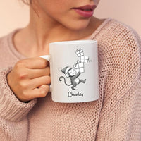 Personalized Monkey Accent Coffee Mug Gift For Dad Mom Daughter Son, Monkey Ceramic Coffee Cup 11Oz 15Oz, Customized Name Monkeys Teacup Gift For Birthday Christmas, Monkeys Lover White Travel Mug