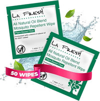 LA Fresh DEET Free Natural Mosquito Repellent Wipes - Long Lasting Bug Repellant - Pack of 50