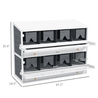 Chicken Nesting Box, 8 Compartment Wood Laying Boxes for Chicken Coop with Egg Collection Trays Perches for 16-32 Hens