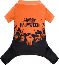 CuteBone Dog Halloween Pajamas Puppy Onesies Small Dogs Soft Pjs Coat - X-Large / Happy Halloween