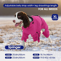 Full Body Dog Coat,Warm Dog Fleece Jackets with Harness Built in Windproof Dogs Snowsuit Zip up Pet - Rose Red / Large - image 3