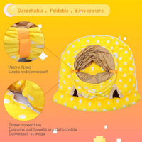 Bunny Tunnel Bed, 2-in-1 Collapsible Rabbit Tunnel Hideout with Mat – Essentials for Small Pets - Yellow - image 4