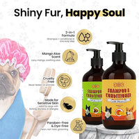 POM Pets 2 Pack 2-in-1 Organic Dog Shampoo & Conditioner – Itchy Skin Relief, Dog Deshedding, Detangles Fur, Cat Shampoo, Paw Cleaner for Dogs, Natural Coat Defense Formula