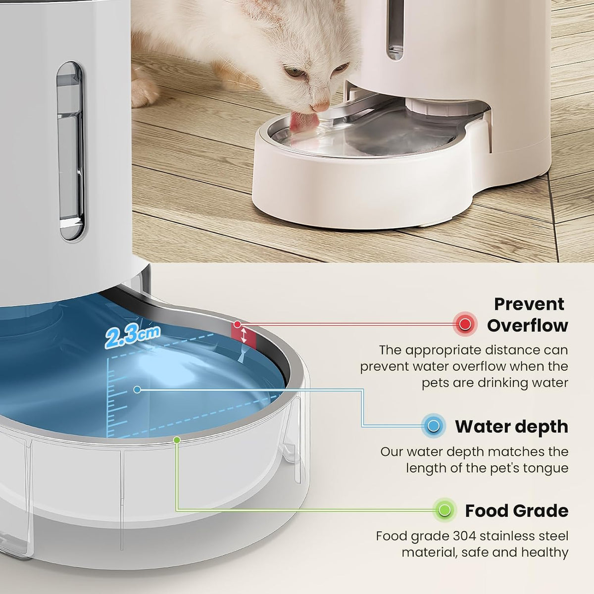 CZPET 5L Gravity Water Bowl Dispenser for Cats and Dogs – Essentials for Dogs - White+Filter / 5L - image 3