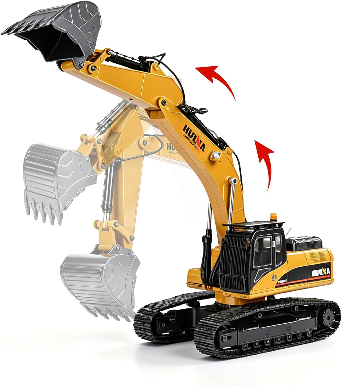 kolegend 1:14 RC Excavator 25 Channel 4 in 1 Construction Toys - Yellow - image 2
