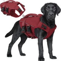 ASENKU Dog Life Jacket, High Floatation Dog Swimming Vest with Rescue Handles for Small Medium - Xx-large / Wine Red