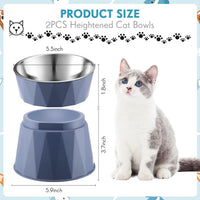 Lallisa 2 Pcs Elevated Cat Bowls, Adjustable Raised Feeder - Blue - image 2