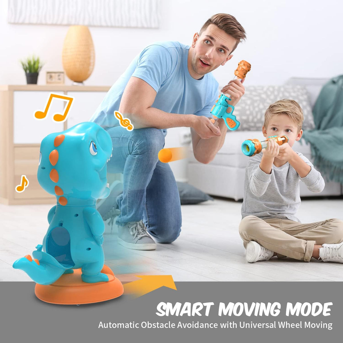 EagleStone T-Rex Dinosaur Shooting Target Game Toys with Air Power - 7b-blue - image 3