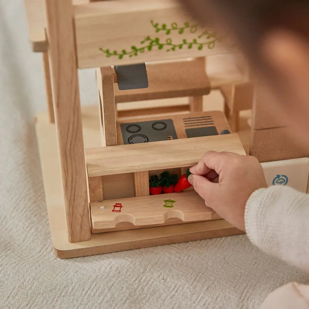 Green Dollhouse With Furniture - BIG FRENCHIES