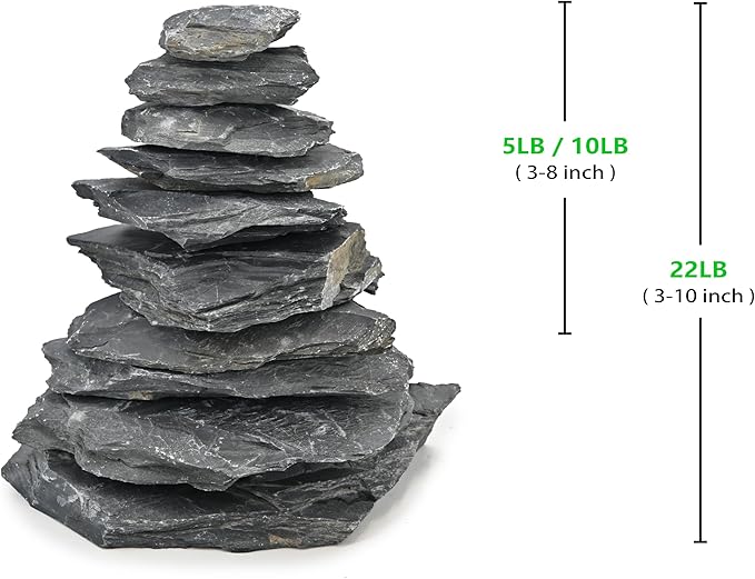 Aquarium Rocks 10LB Natural Slate Rock for Aquarium Landscaping for Terrariums, Reptile Habitats & Creative Aquascaping-3 to 8 Inches