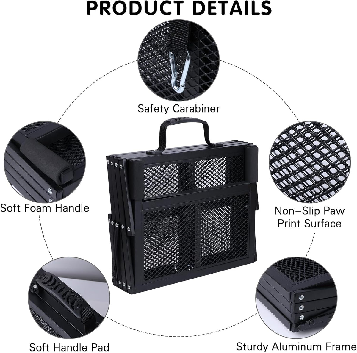 Folding Dog Stairs for Car, 16.9" Wide 4-Step Non-Slip Pet Steps – Essentials for Dogs - Mesh / 16.9In-4 Steps - image 4