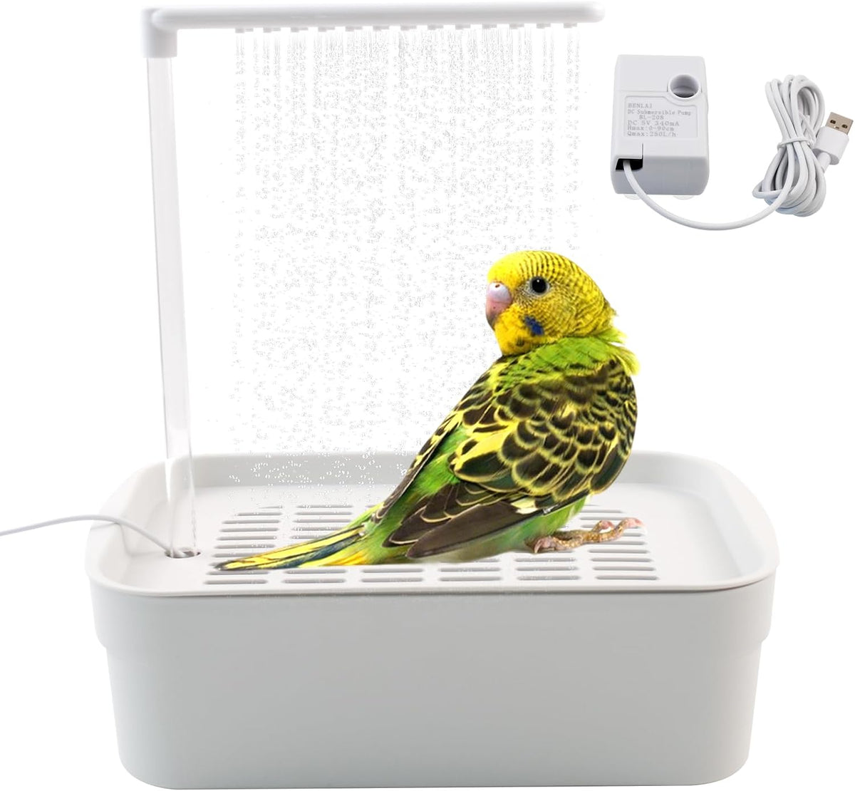 Automatic Bird Shower with Pump - 【Rectangular White Bird Shower】