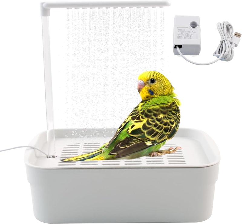 Automatic Bird Shower with Pump - 【Rectangular White Bird Shower】