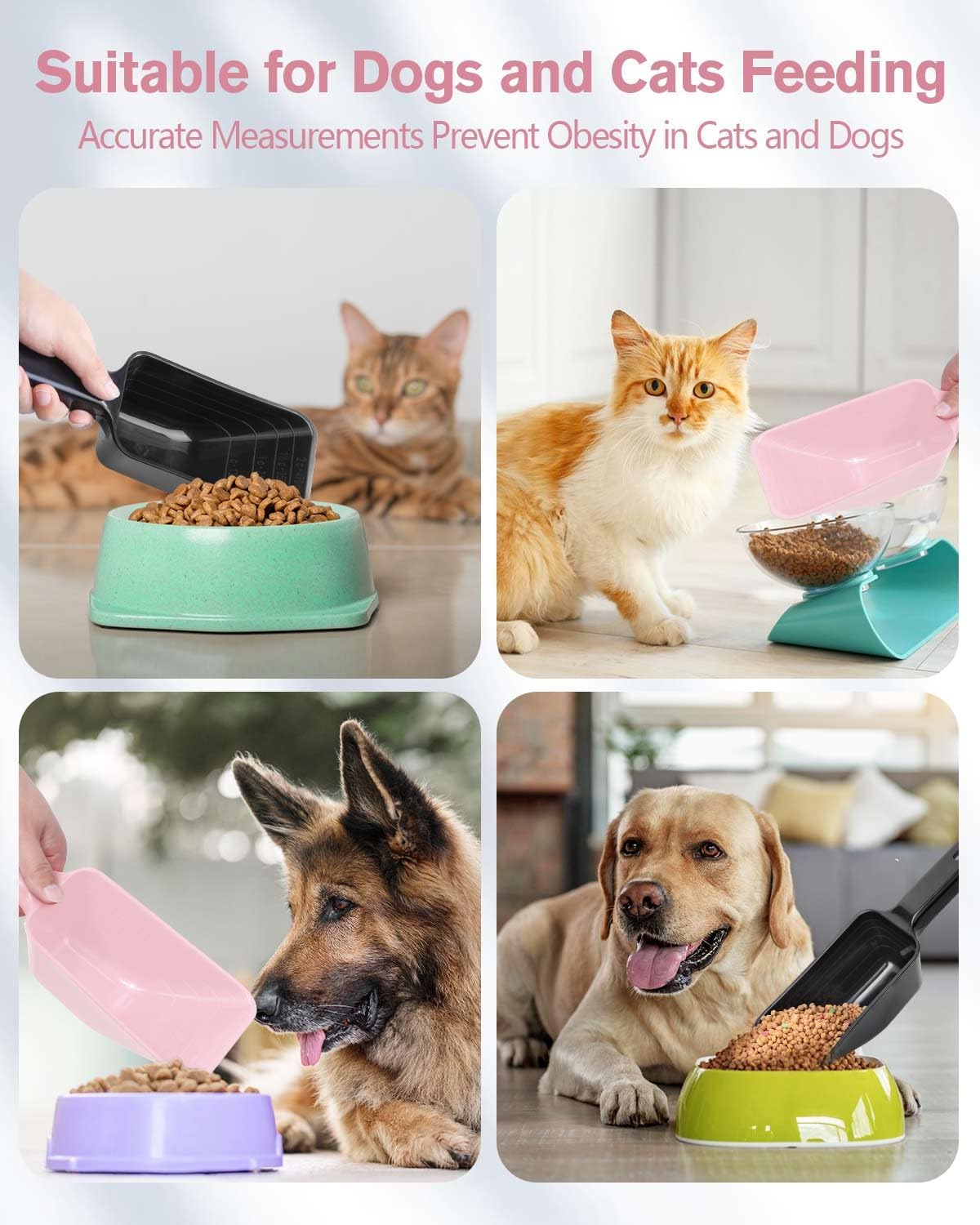 2 Cup Dog Food Scoop, Plastic Pet Food Scoop with Measuring Lines for Accurate Pet Food - Black and Pink - image 4