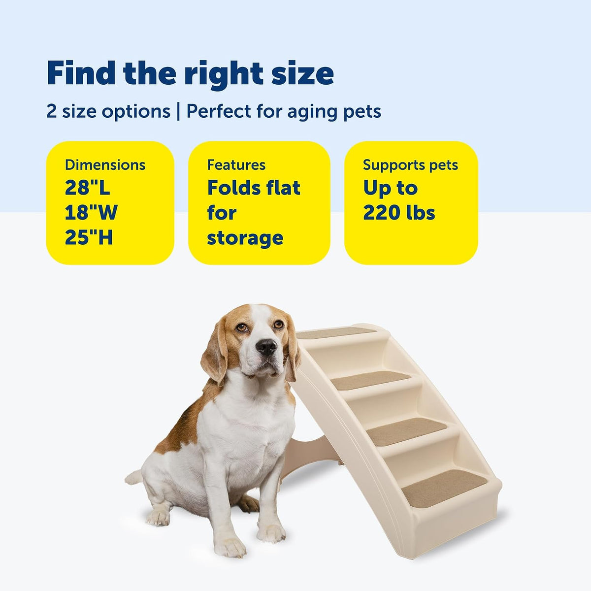 PetSafe CozyUp Folding Dog Stairs - Bed - 25 Inches Tall / Tan - image 4