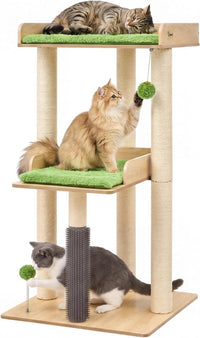 43.7" Modern Cat Tree for Large Cats, Quick One‑Person Assembly – Essentials for Cats - Beige / 23.6"L x 23.6"W x 43.7"H