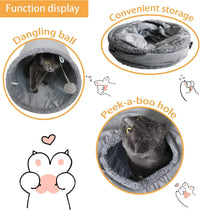 Cat Tunnel for Indoor Cats, 51×12 inch Foldable Big Cat Tunnel - Grey - image 2