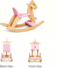 KRAND natural pine kids wooden rocking horse with handrail, backrest and foot pedal - view 14