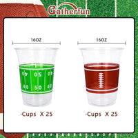 Gatherfun 100 Pcs 16oz Football Plastic Cups - football 50 PACK - image 2