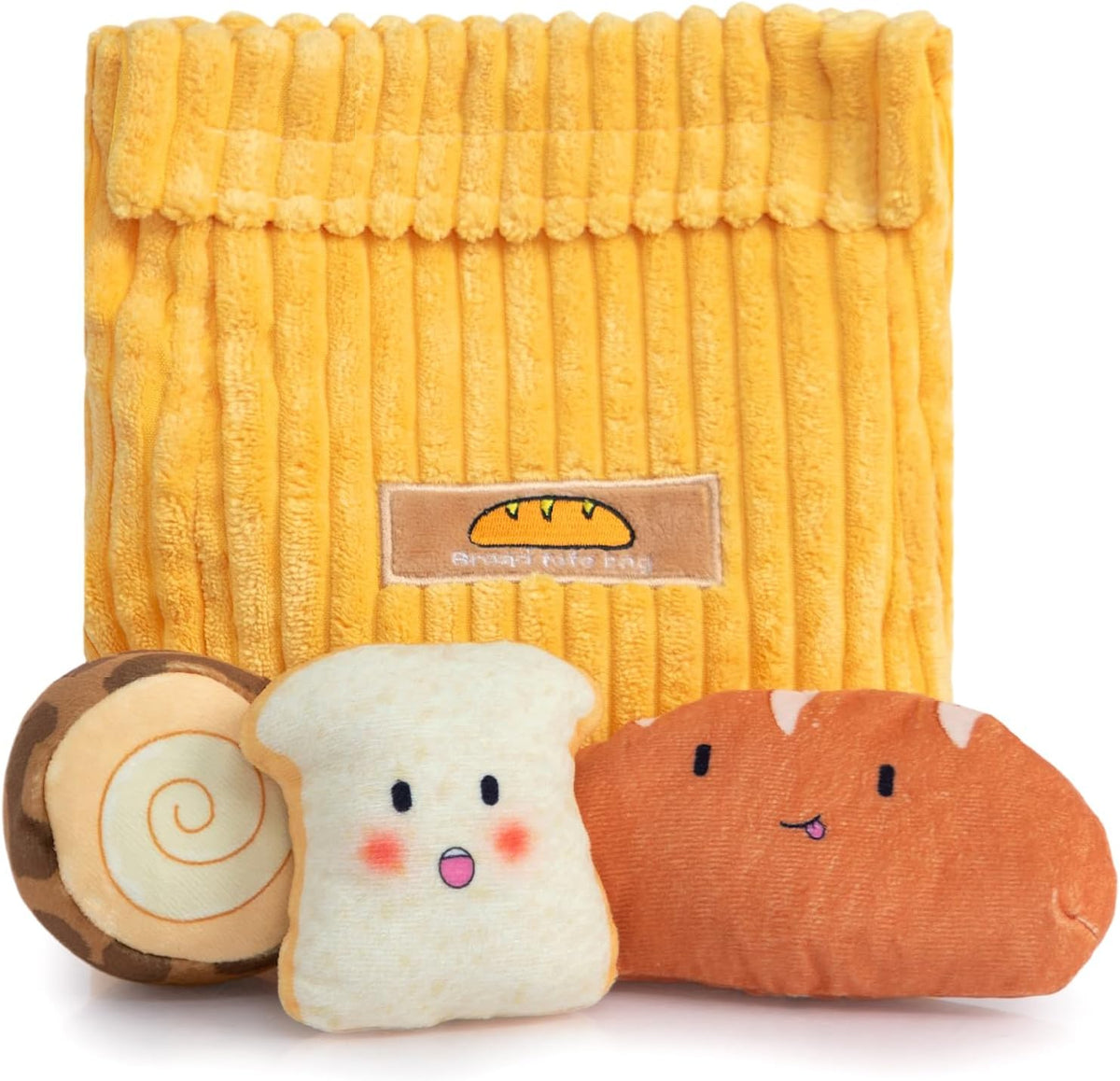 Hollypet Squeaky Hide and Seek Dog Toys for Small and Medium Dogs - Bread