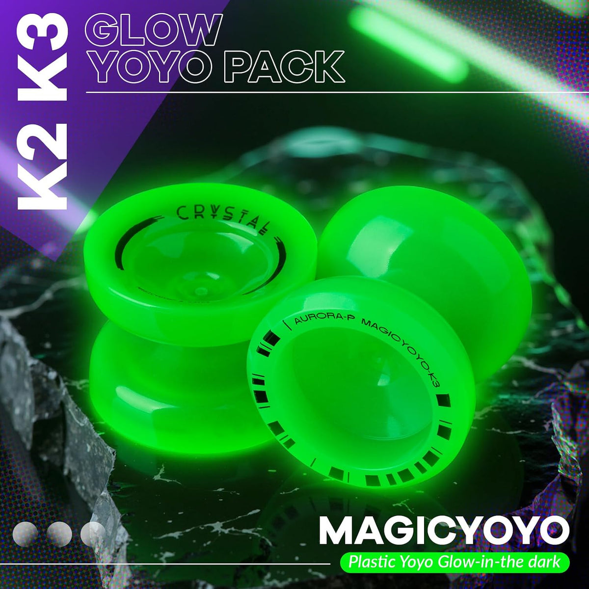 MAGICYOYO K2 Yoyo Professional Glow in The Dark - K2 Glow Green+K3 Glow Green - image 2