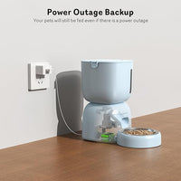 Automatic Cat Feeder and Water Dispenser FW1, Wire or Battery Cat Food Dispenser Timer Pet Feeder - Locking Lid, Desiccant Bag, Programmable Portion Control, 4 Daily Meals, 10s Voice Recorder-Blue