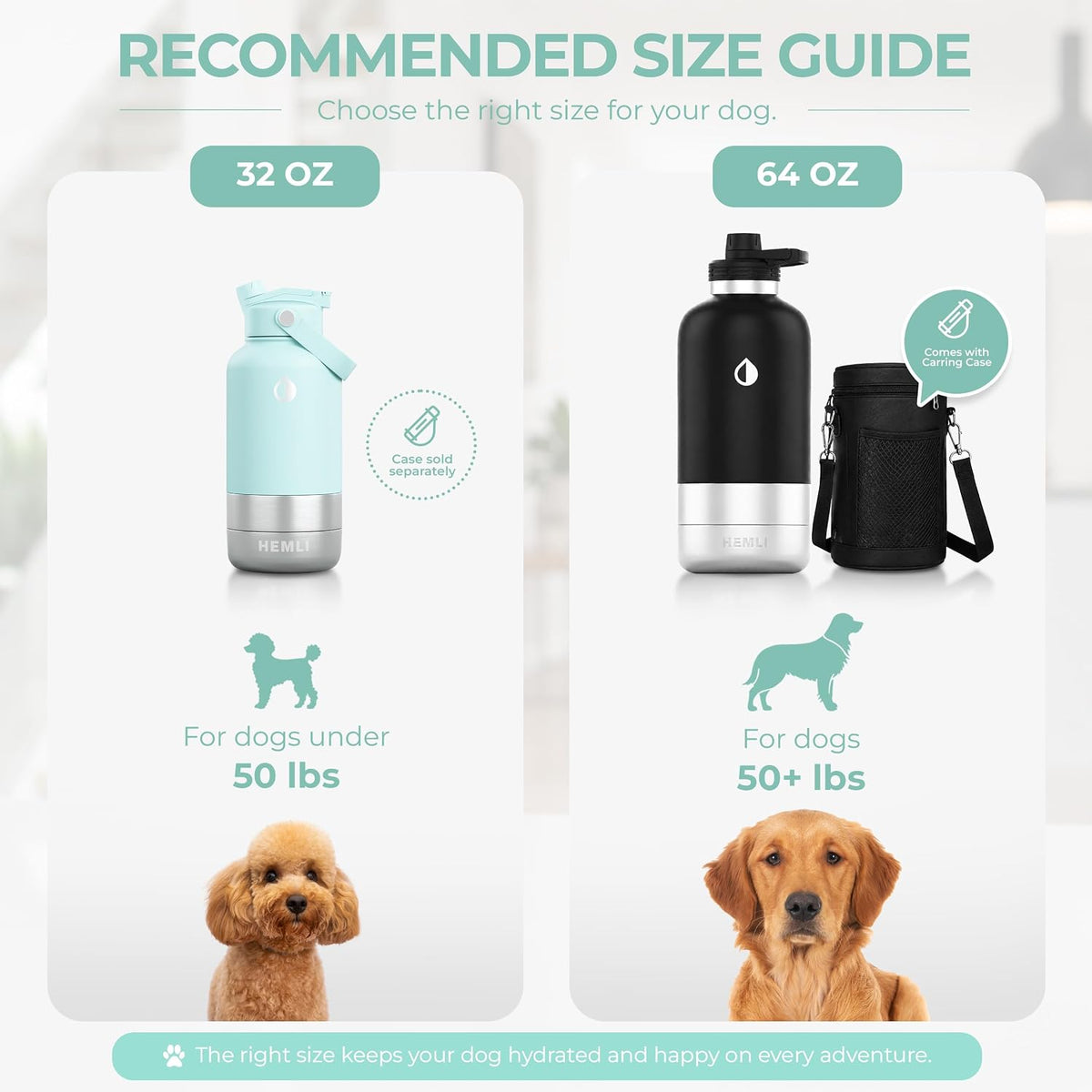 32 oz. Dog Water Bottle, Insulated Dog Travel Water Bottle - Light Blue / 32 oz - image 4